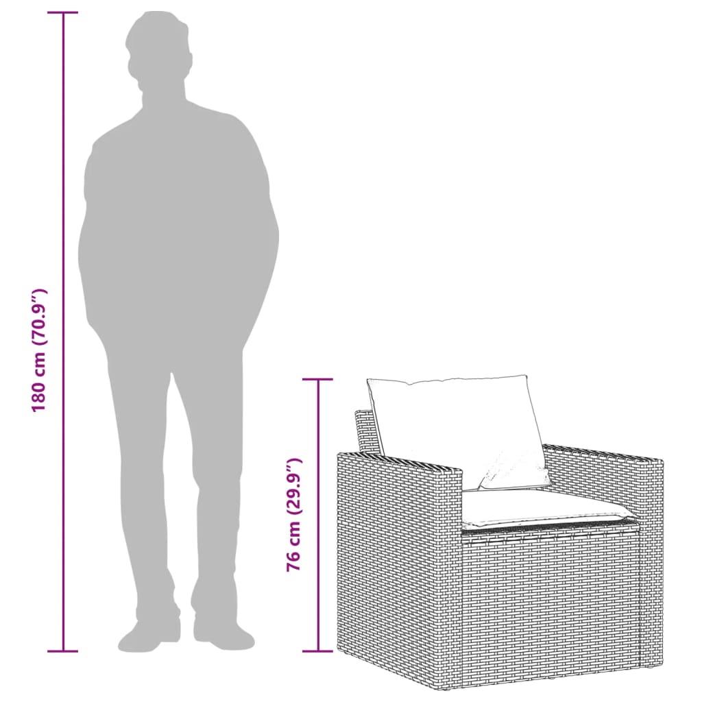 4 részes világosszürke polyrattan kerti ülőgarnitúra párnákkal