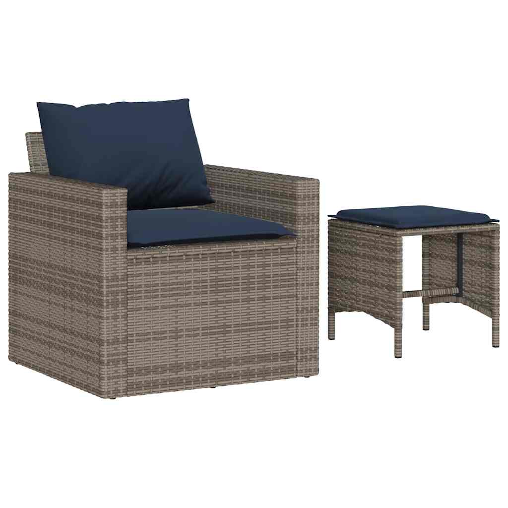 4 részes szürke polyrattan kerti ülőgarnitúra párnákkal