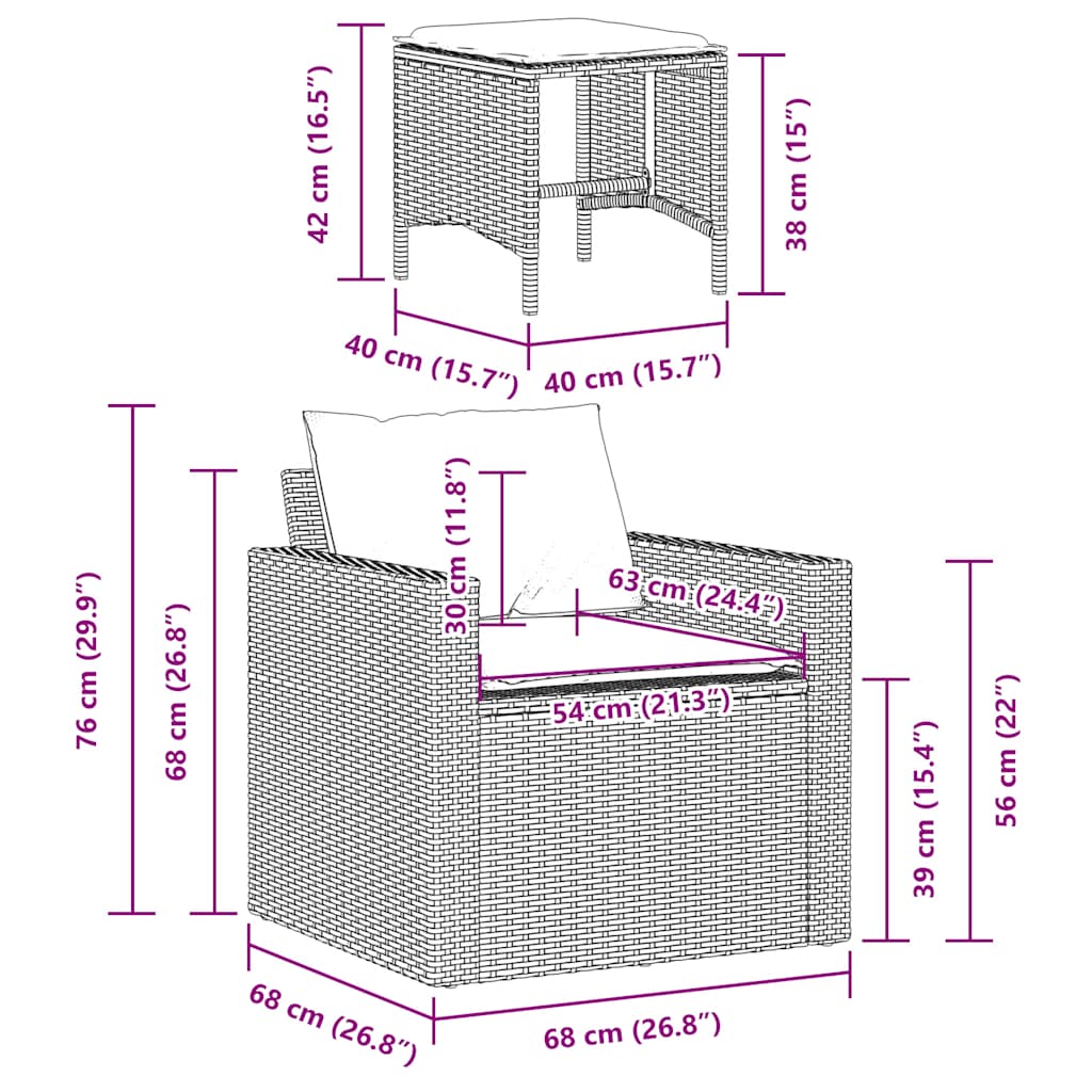 4 részes szürke polyrattan kerti ülőgarnitúra párnákkal