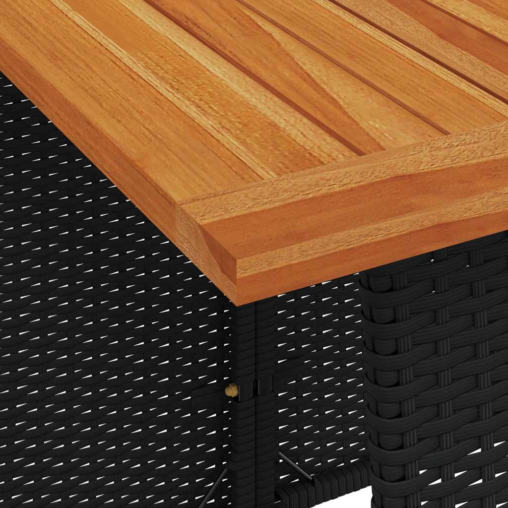5 db fekete polyrattan kerti étkezőgarnitúra párnákkal