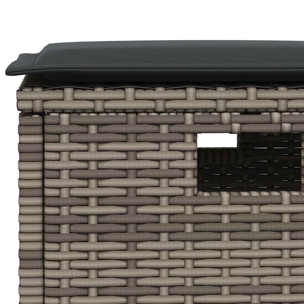 5 db szürke polyrattan kerti étkezőgarnitúra párnákkal