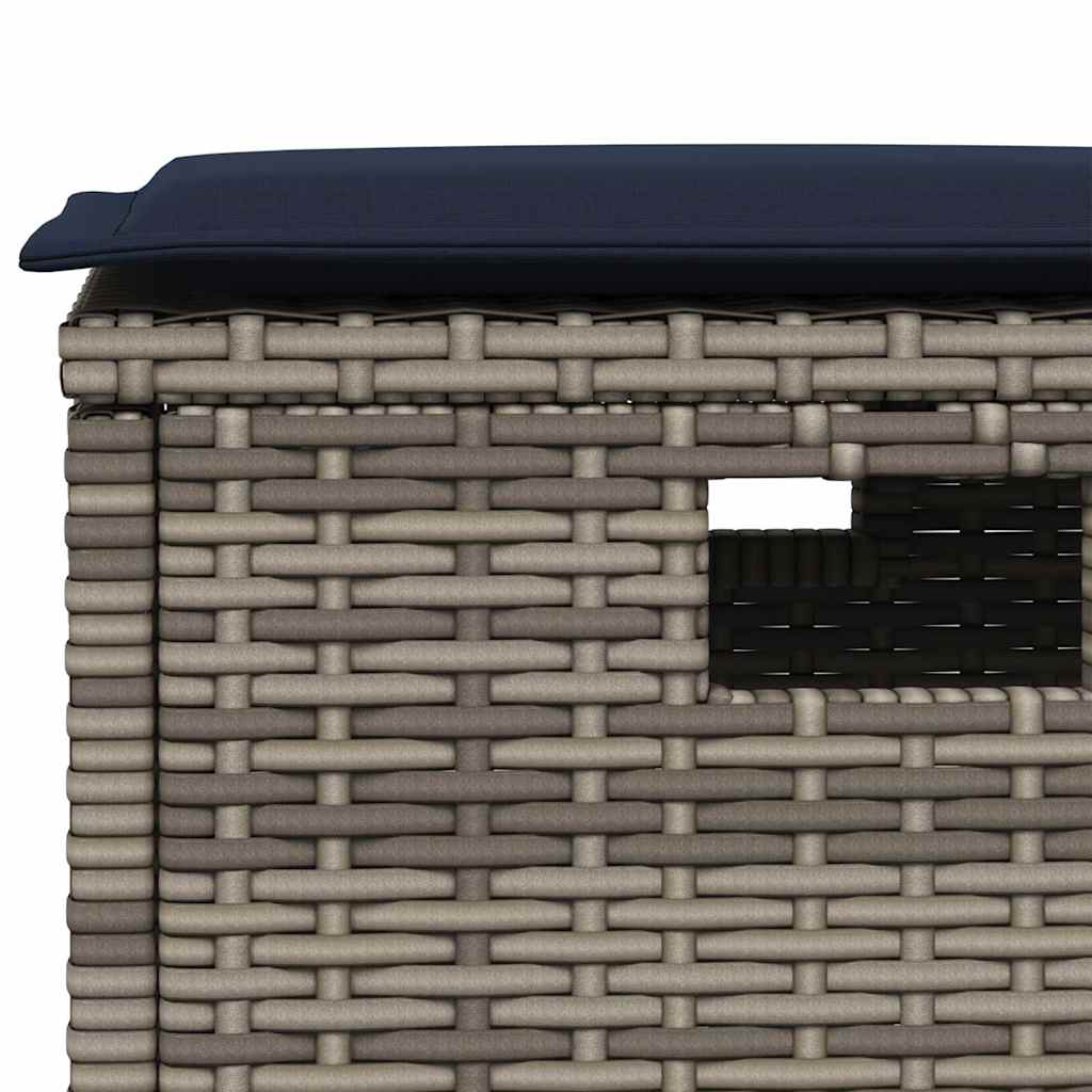 5 db szürke polyrattan kerti étkezőgarnitúra párnákkal