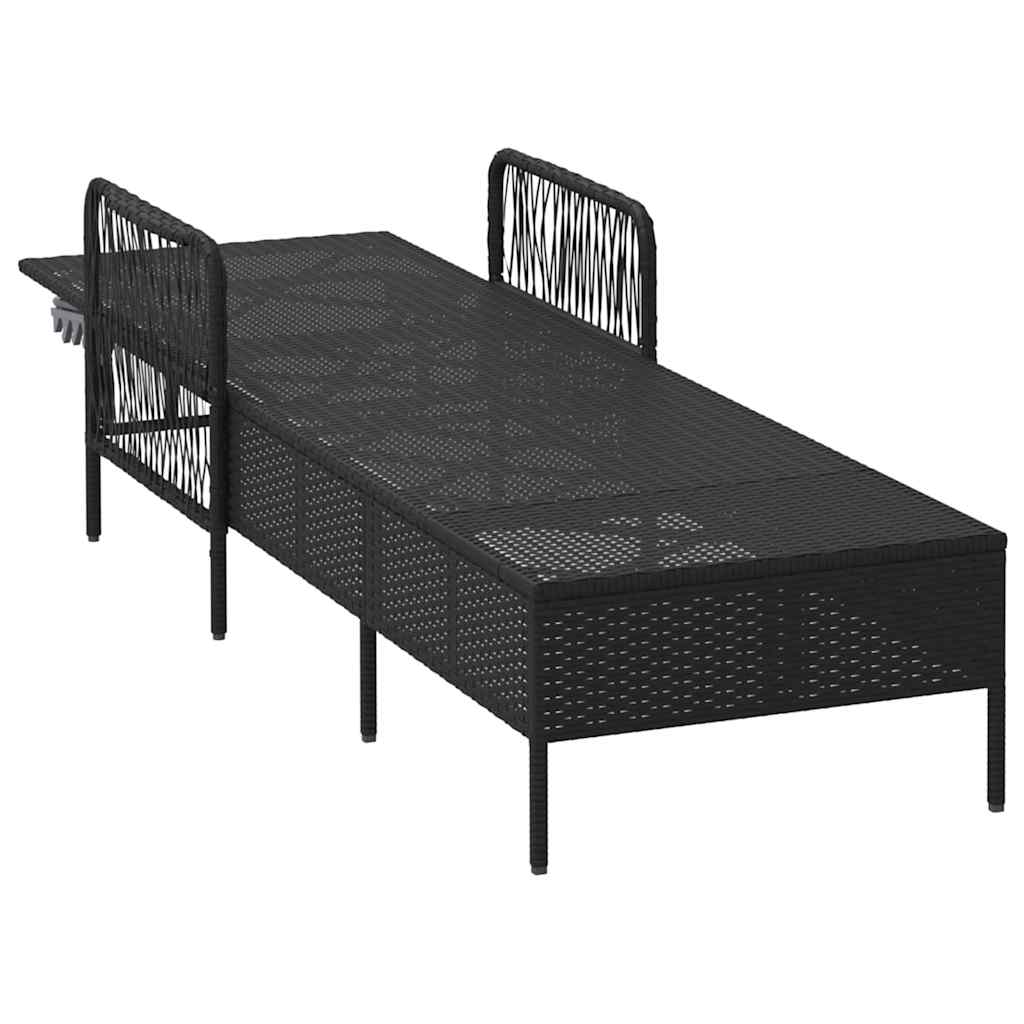 Napozó Fekete és krémfehér 55 x 200 x 92 cm polirattan