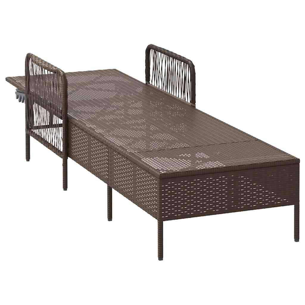 Napozó Barna és Krémfehér 55 x 200 x 92 cm polirattan