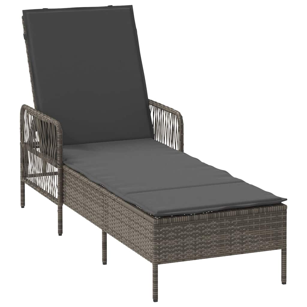 Napozó Szürke és sötétszürke 200 x 55 x 92 cm polirattan