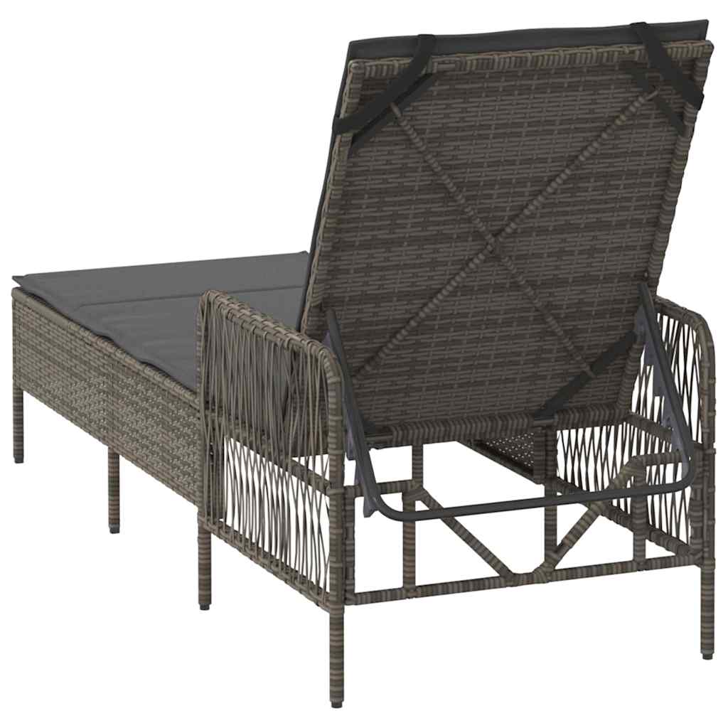 Napozó Szürke és sötétszürke 200 x 55 x 92 cm polirattan