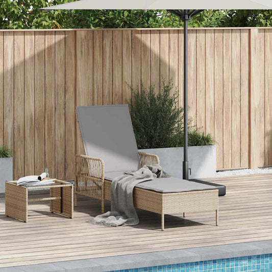 Napozó Beige és Világosszürke 200 x 55 x 92 cm polirattan