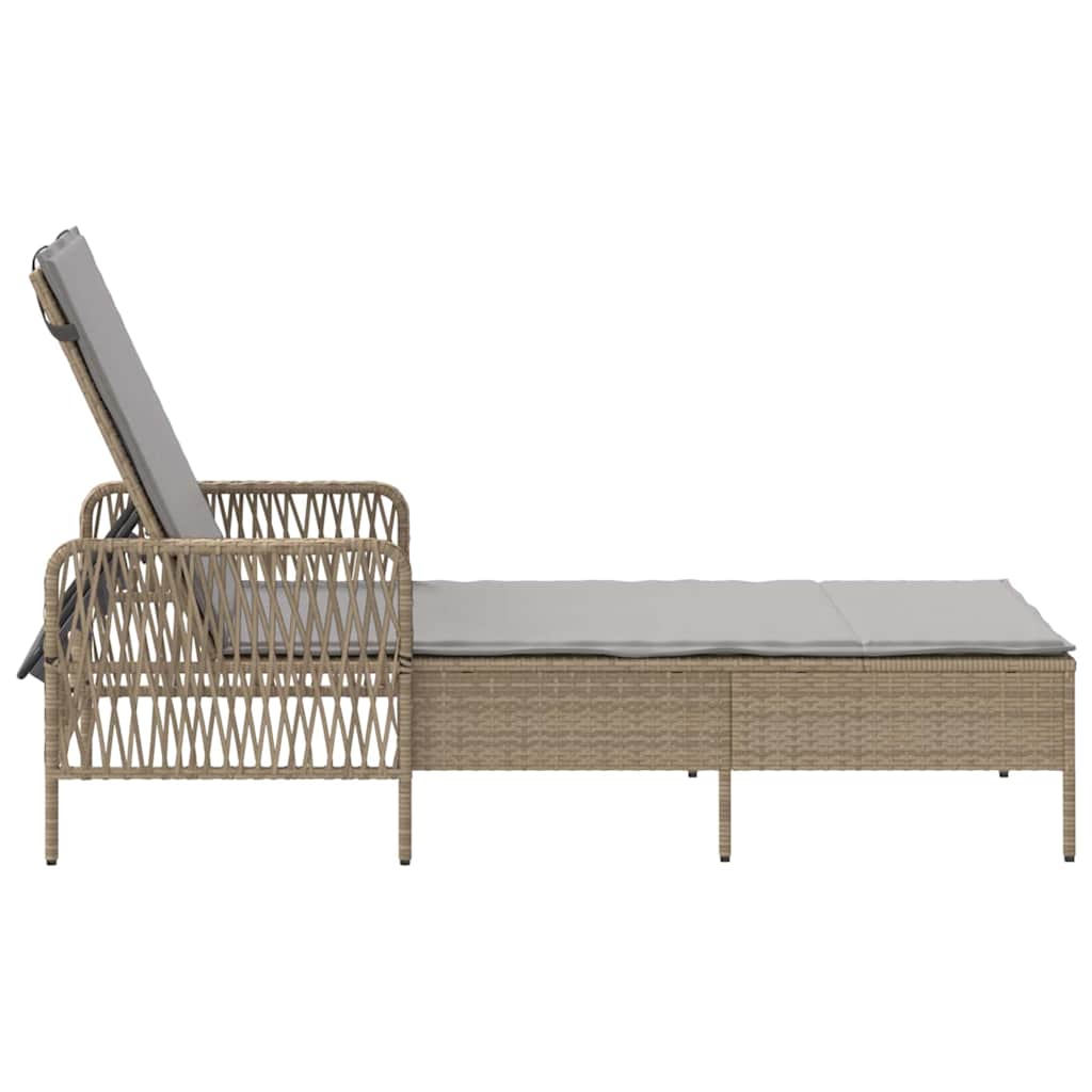 Napozó Beige és Világosszürke 200 x 55 x 92 cm polirattan