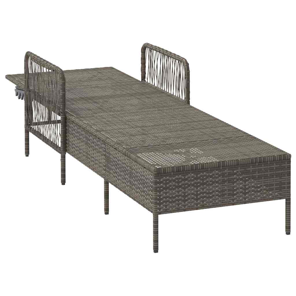 Napozó Szürke és sötétkék 200 x 55 x 92 cm polirattan