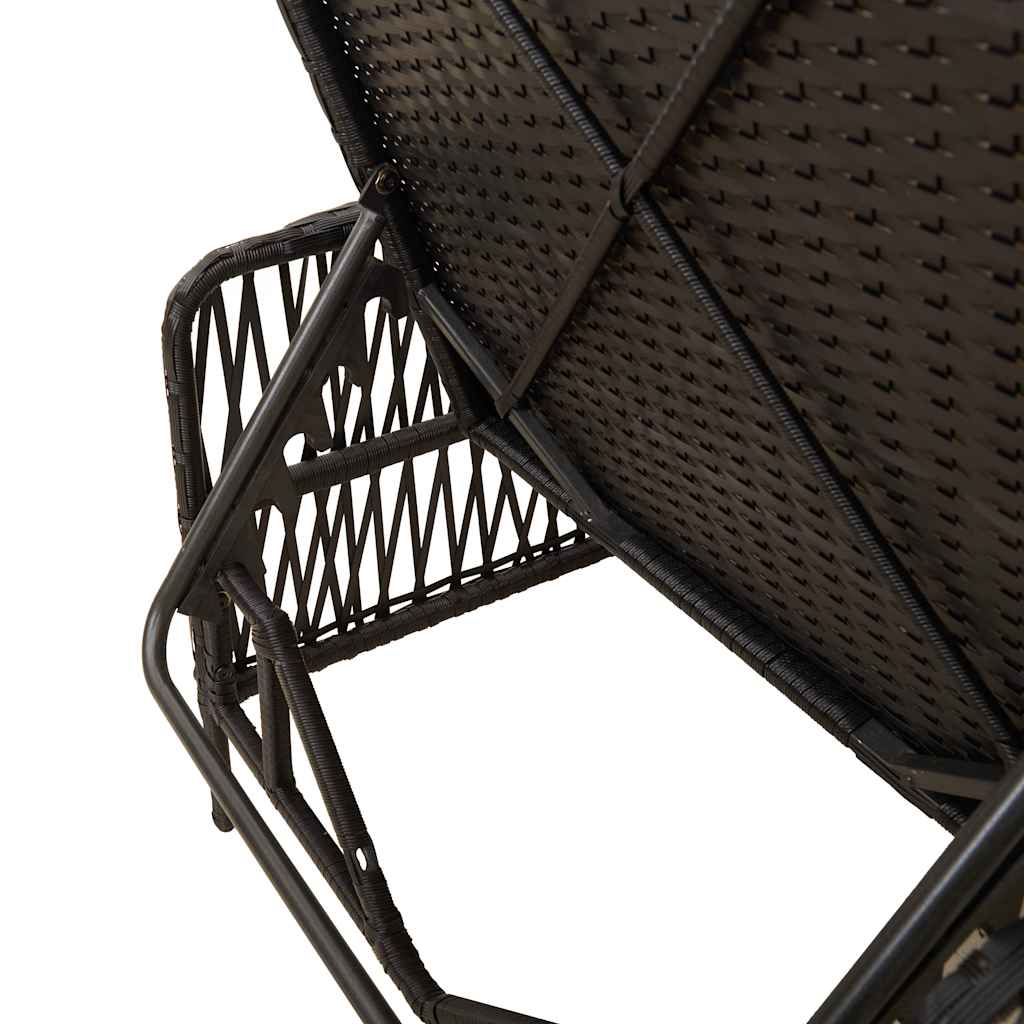 Napozó 3 pcs Fekete és krémfehér 55 x 200 x 92 cm polirattan