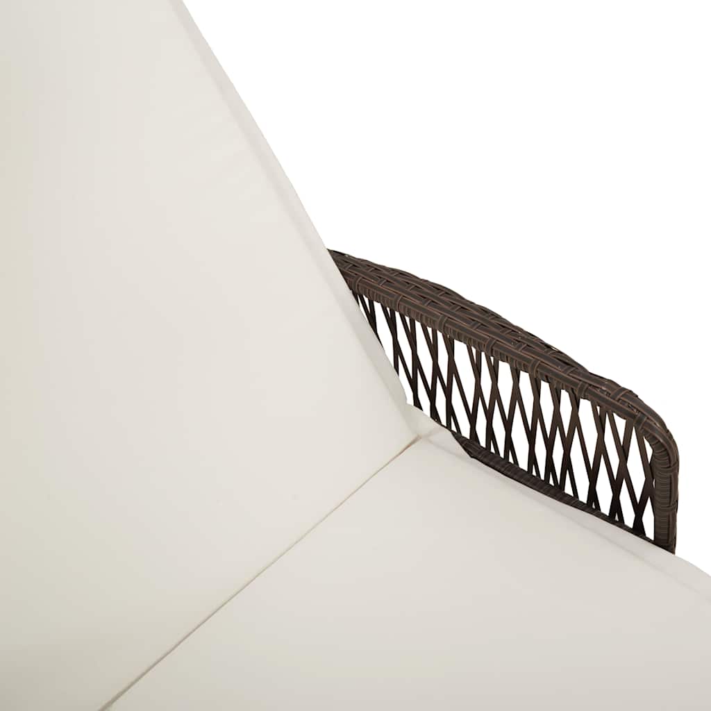 Napozó 3 pcs Barna és Krémfehér 200 x 55 x 92 cm polirattan