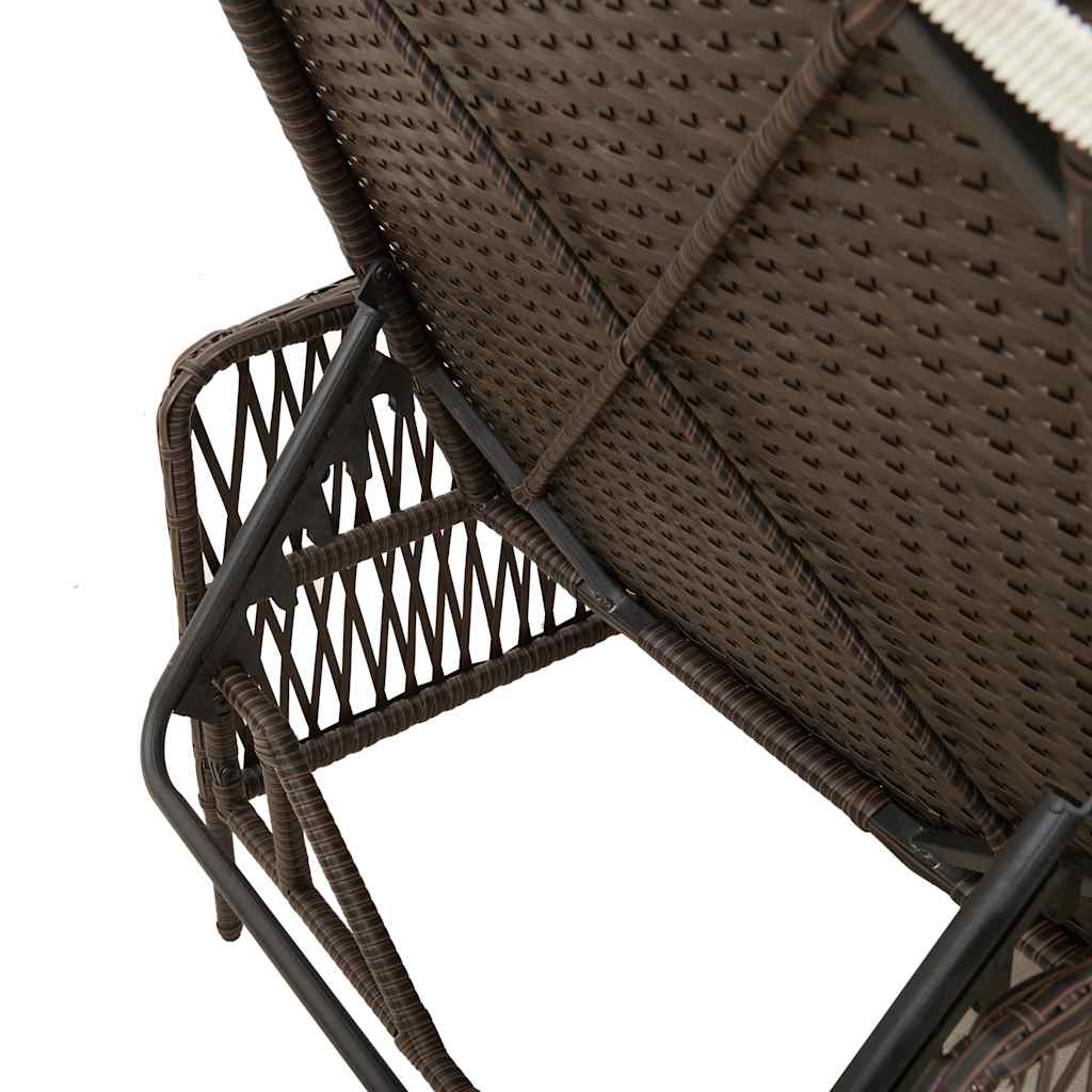 Napozó 3 pcs Barna és Krémfehér 200 x 55 x 92 cm polirattan