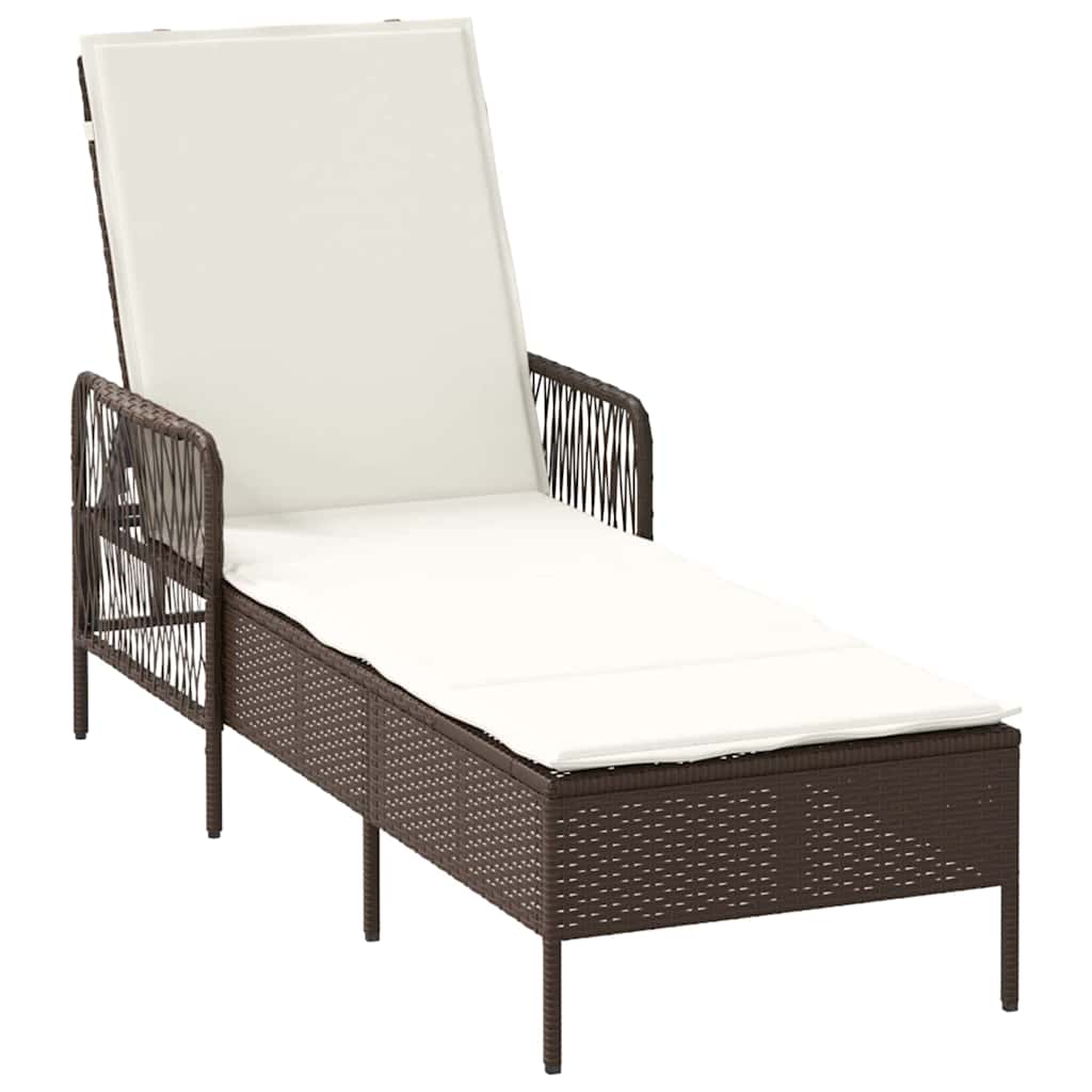 Napozó 3 pcs Barna és Krémfehér 200 x 55 x 92 cm polirattan