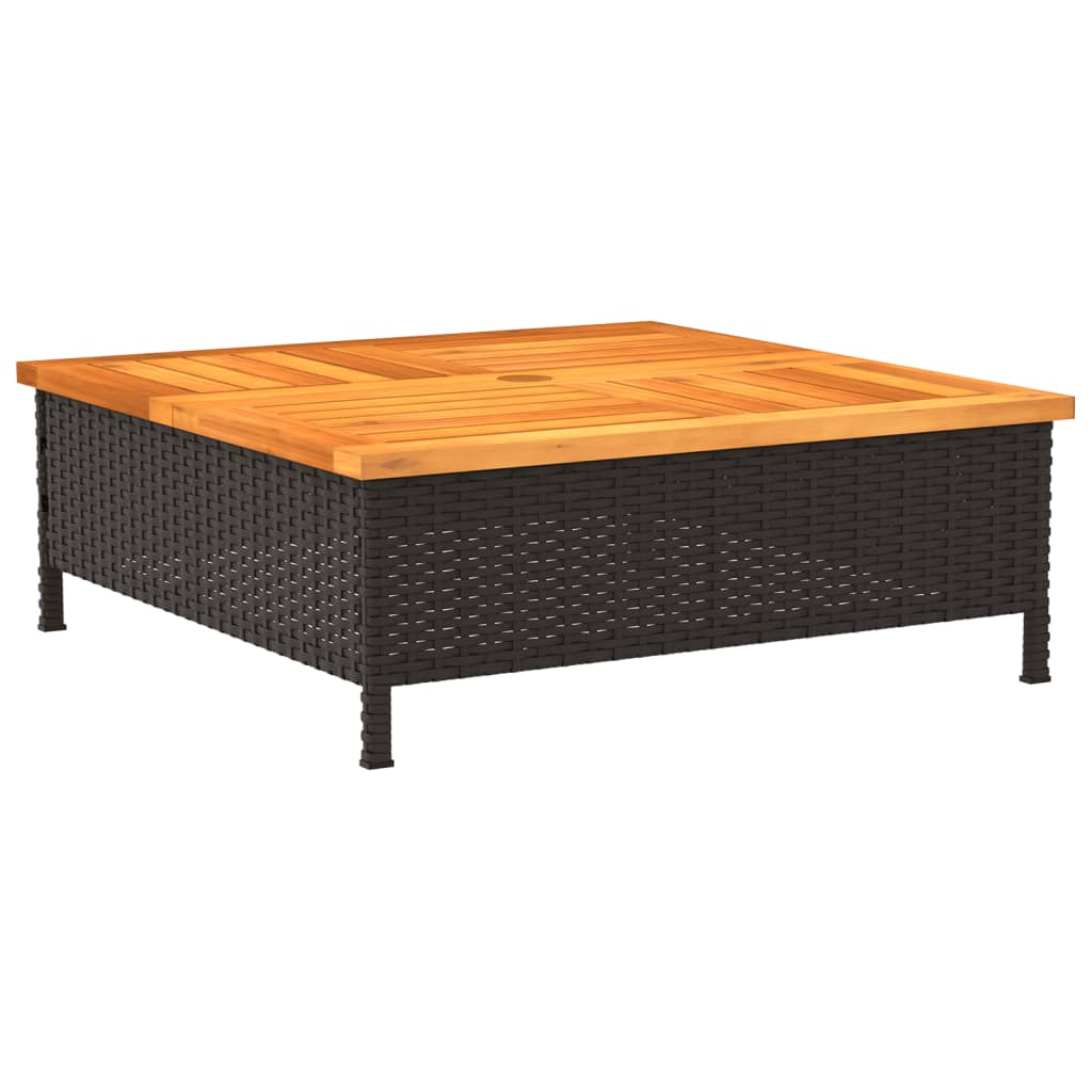 fekete polyrattan és akácfa napernyőtalp-burkolat 70x70x25 cm