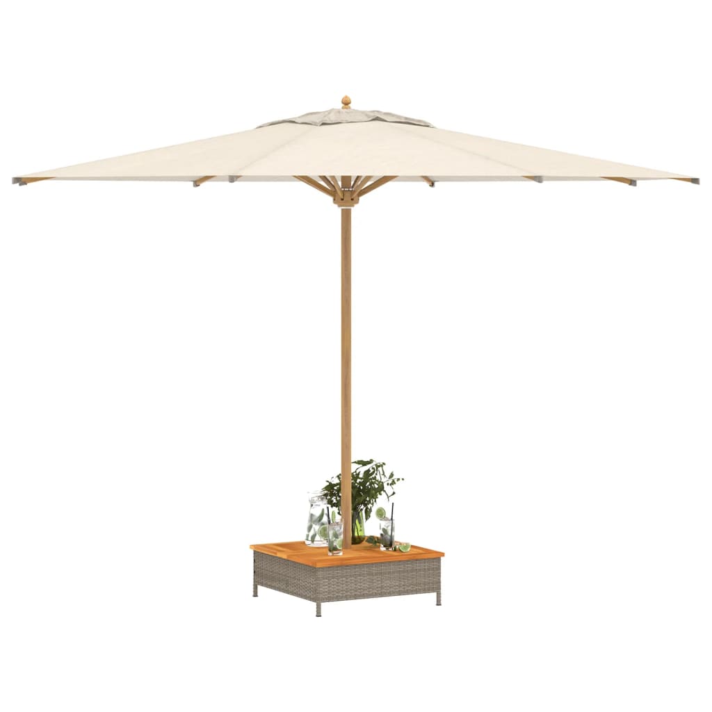 szürke polyrattan és akácfa napernyőtalp-burkolat 70x70x25 cm