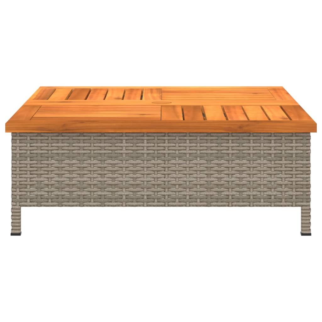 szürke polyrattan és akácfa napernyőtalp-burkolat 70x70x25 cm