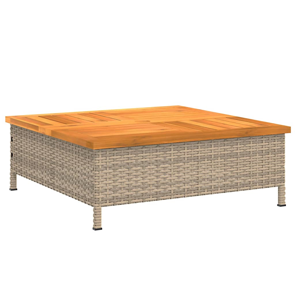 bézs polyrattan és akácfa napernyőtalp-burkolat 70 x 70 x 25 cm