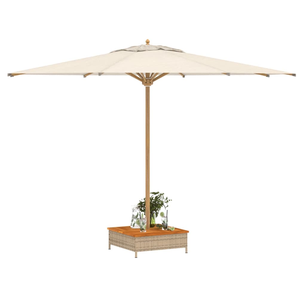 bézs polyrattan és akácfa napernyőtalp-burkolat 70 x 70 x 25 cm