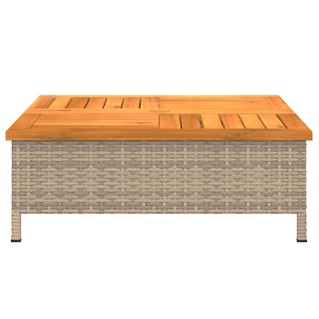 bézs polyrattan és akácfa napernyőtalp-burkolat 70 x 70 x 25 cm