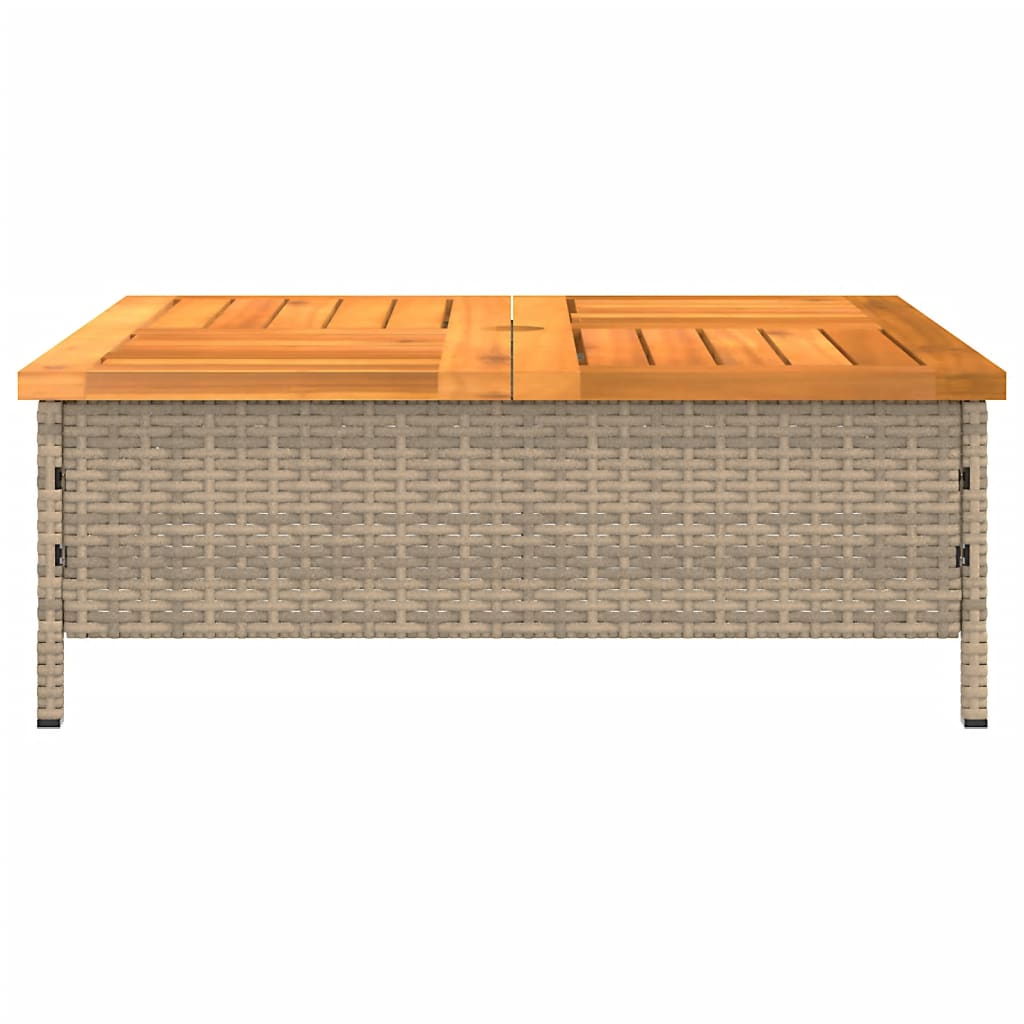 bézs polyrattan és akácfa napernyőtalp-burkolat 70 x 70 x 25 cm