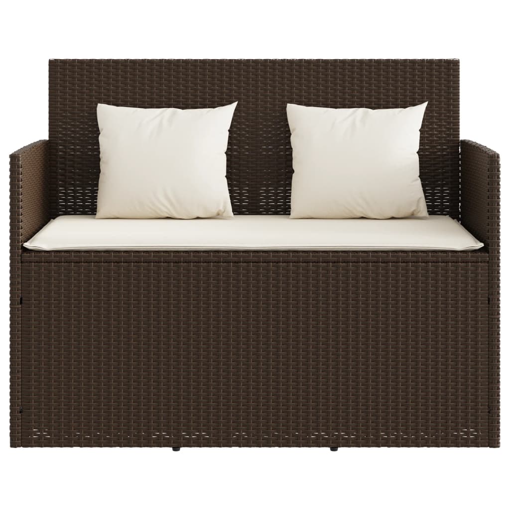 barna polyrattan kerti pad párnákkal