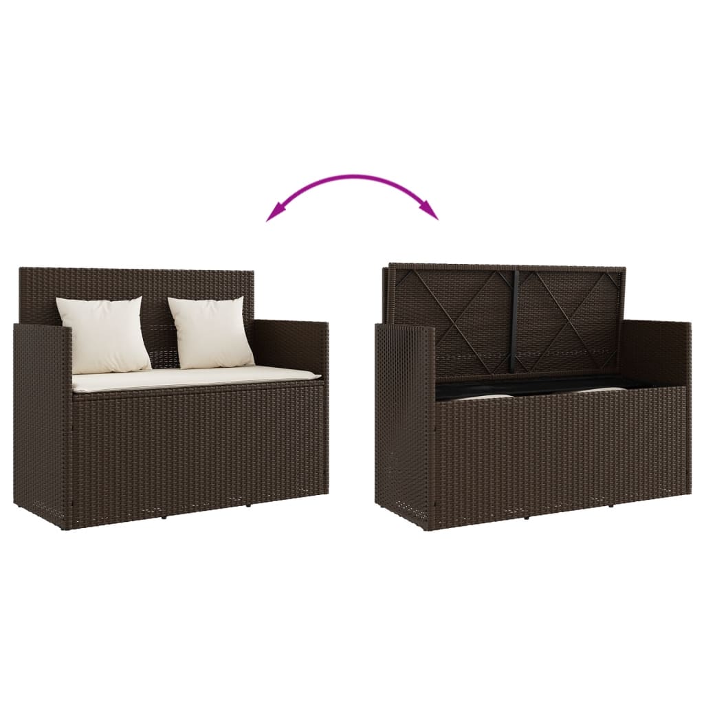 barna polyrattan kerti pad párnákkal