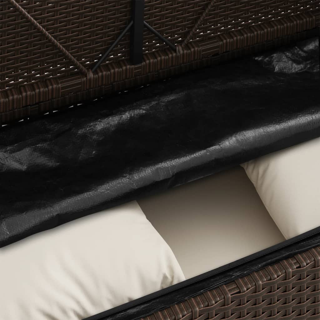 barna polyrattan kerti pad párnákkal