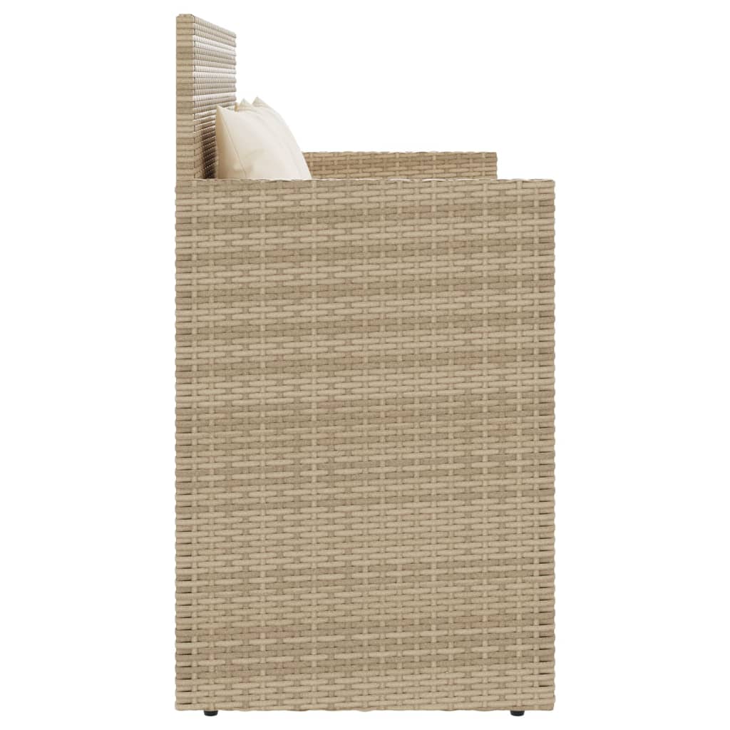bézs polyrattan kerti pad párnákkal