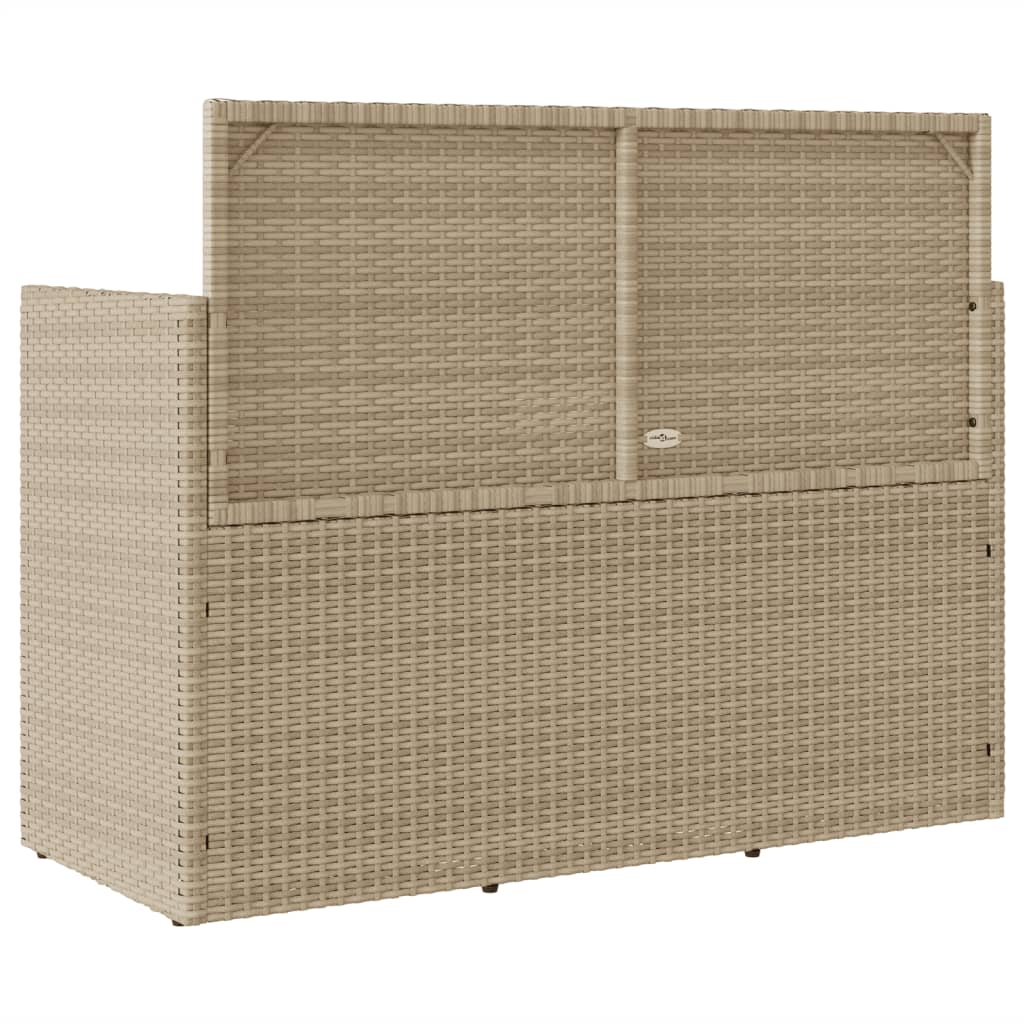bézs polyrattan kerti pad párnákkal