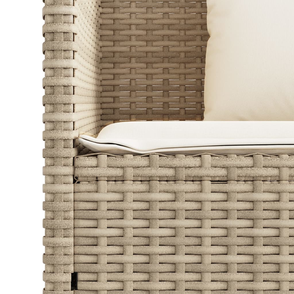 bézs polyrattan kerti pad párnákkal