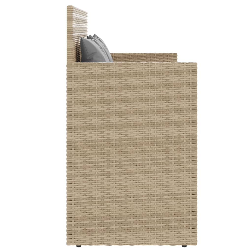 bézs polyrattan kerti pad párnákkal