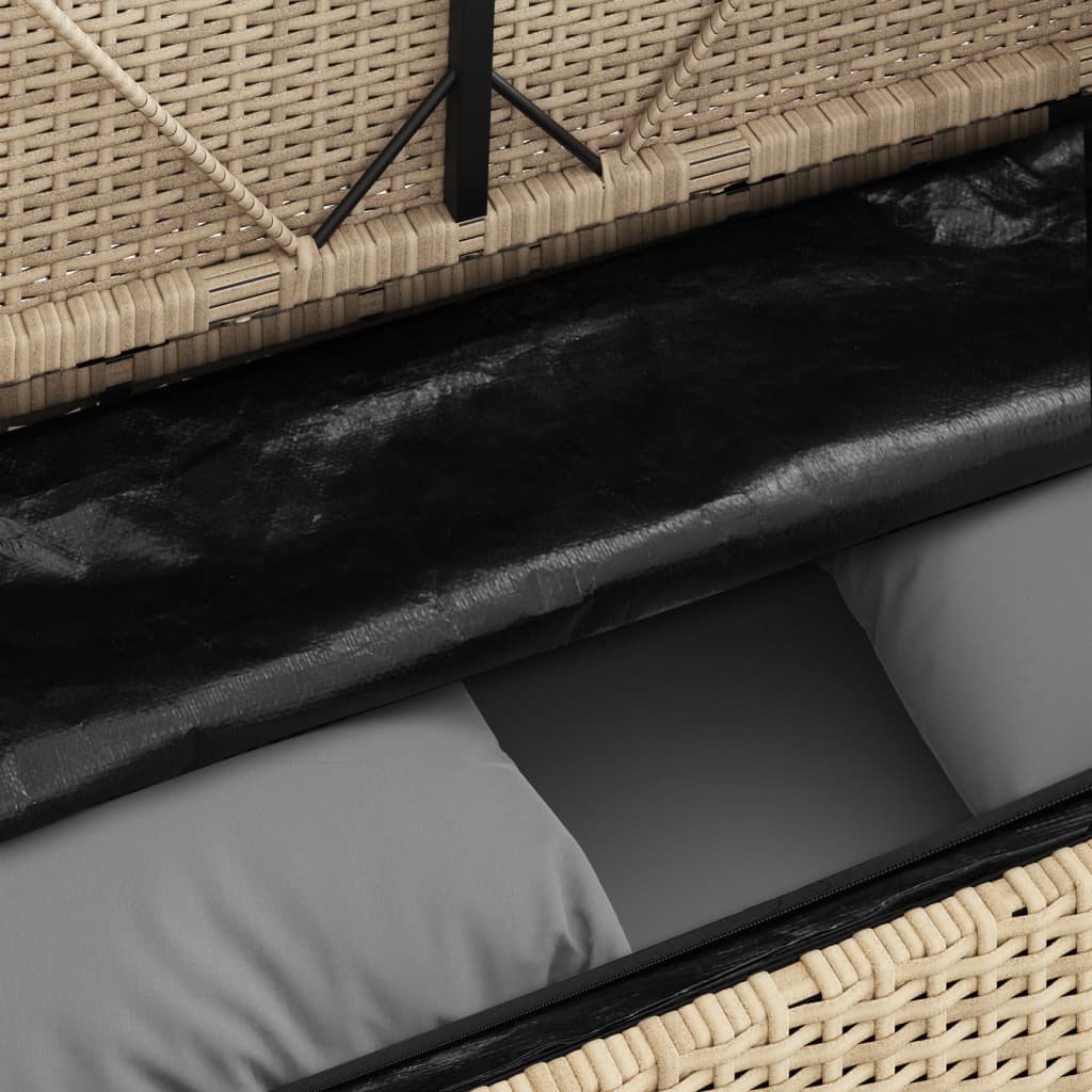 bézs polyrattan kerti pad párnákkal