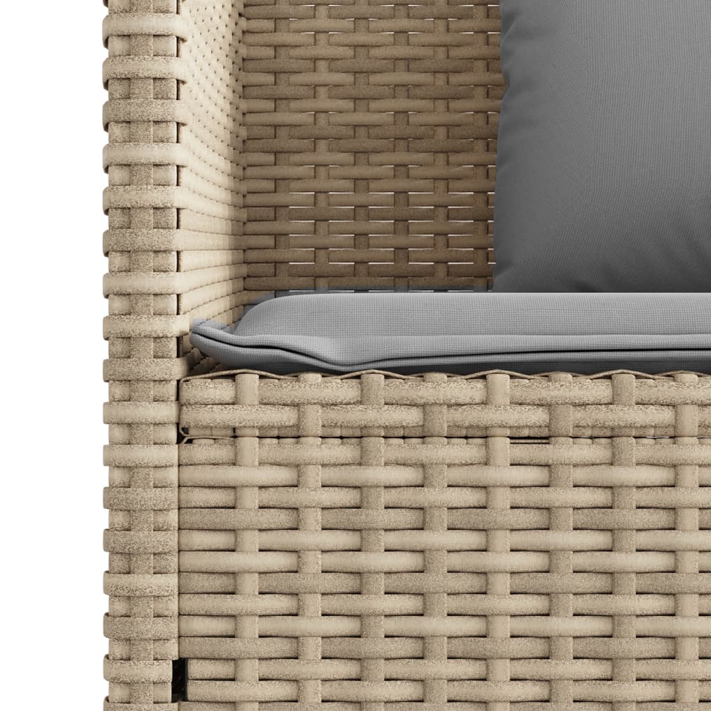 bézs polyrattan kerti pad párnákkal