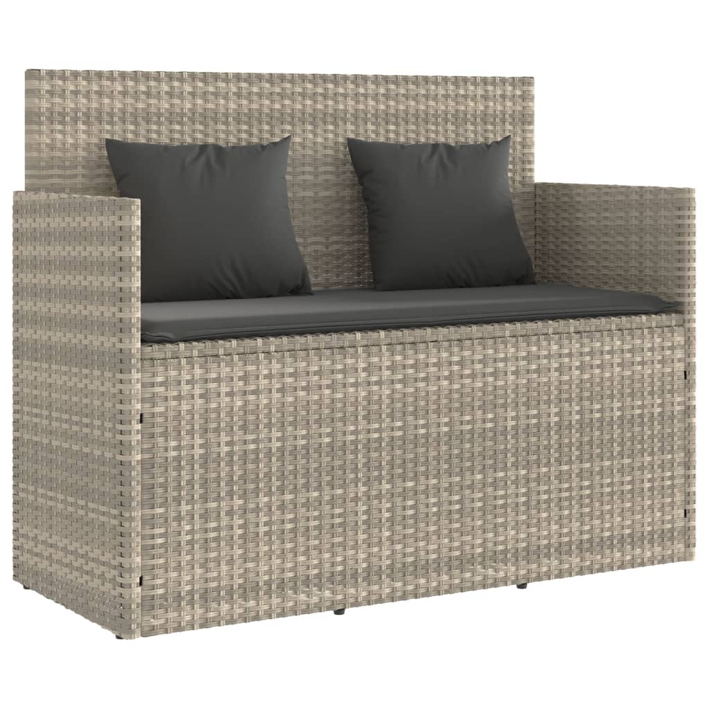 világosszürke polyrattan kerti pad párnákkal