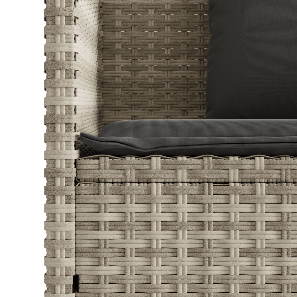 világosszürke polyrattan kerti pad párnákkal