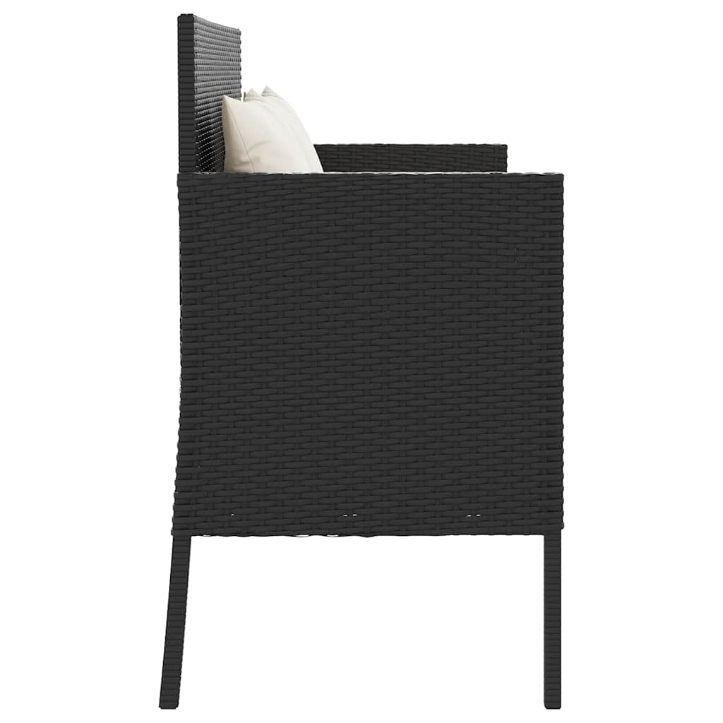 fekete polyrattan kerti pad párnával