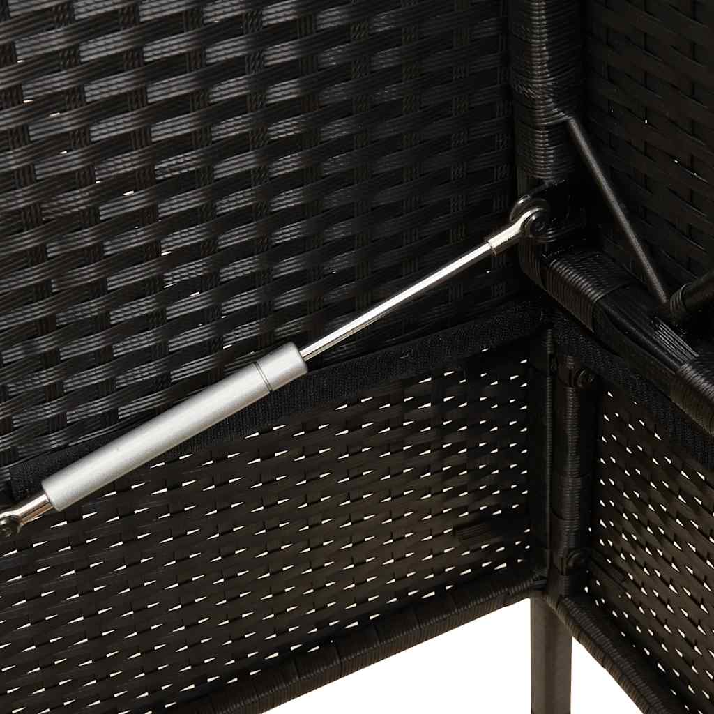 fekete polyrattan kerti pad párnával