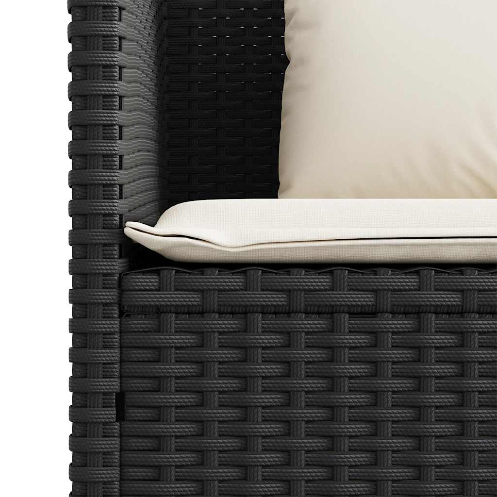 fekete polyrattan kerti pad párnával