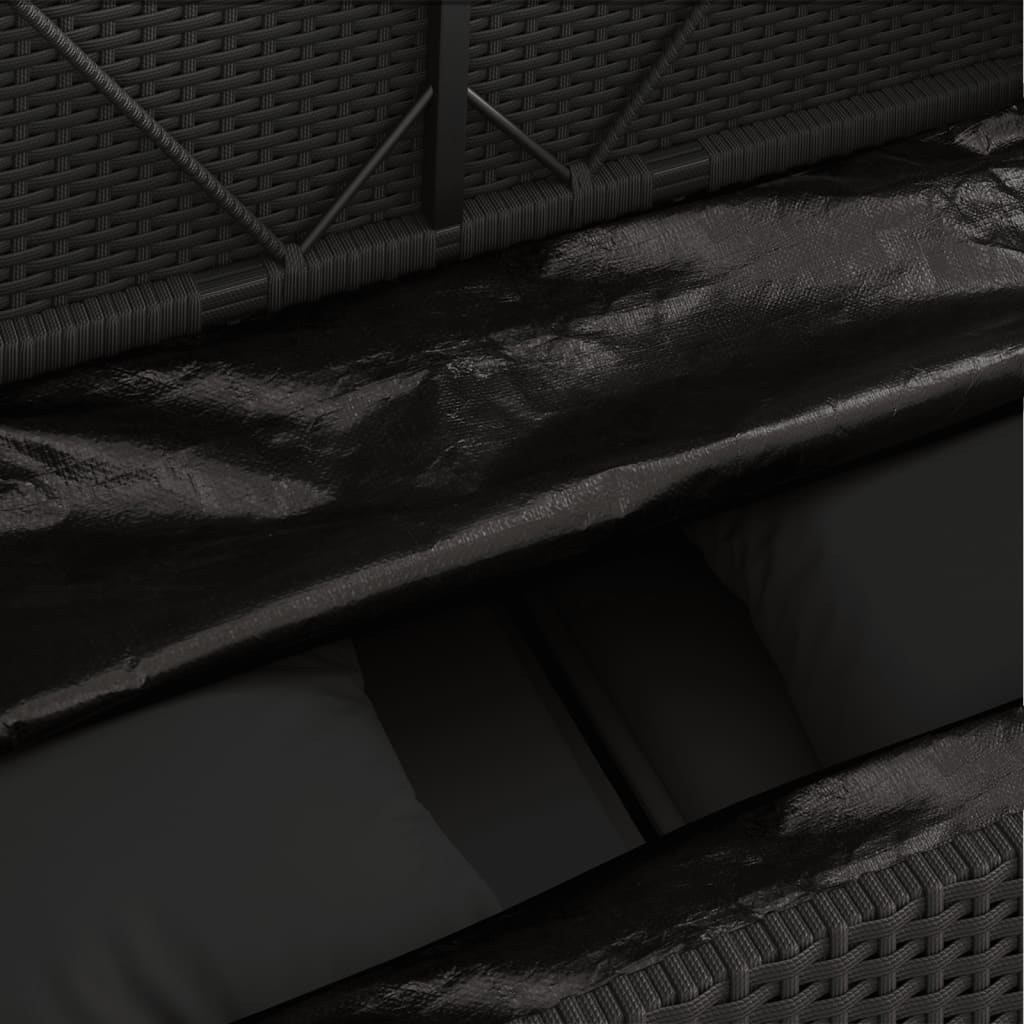 fekete polyrattan kerti pad párnával