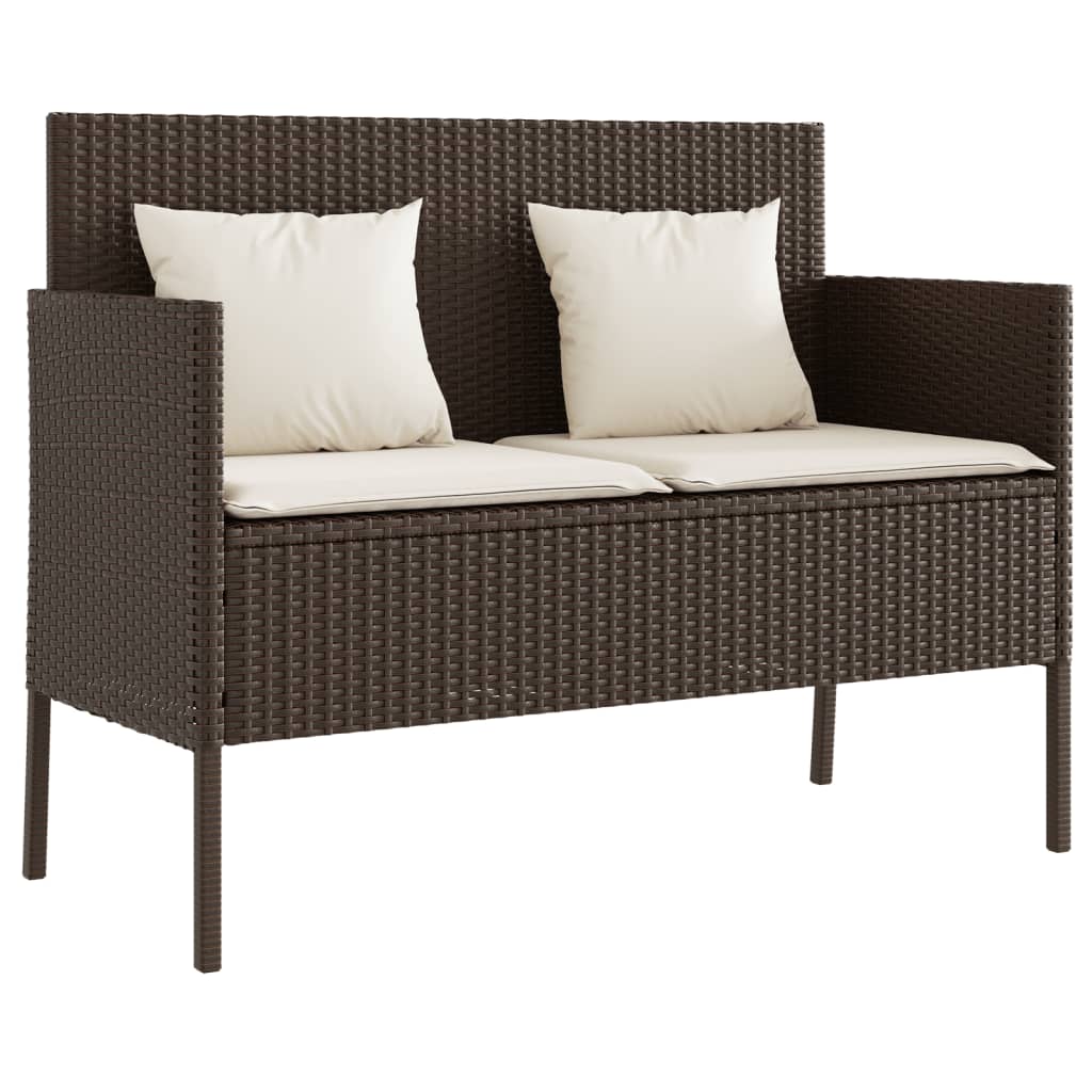 barna polyrattan kerti pad párnákkal