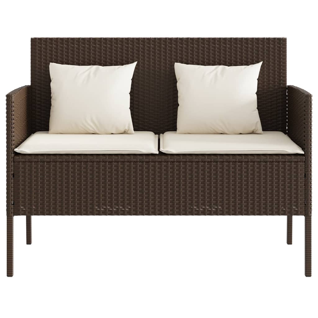 barna polyrattan kerti pad párnákkal