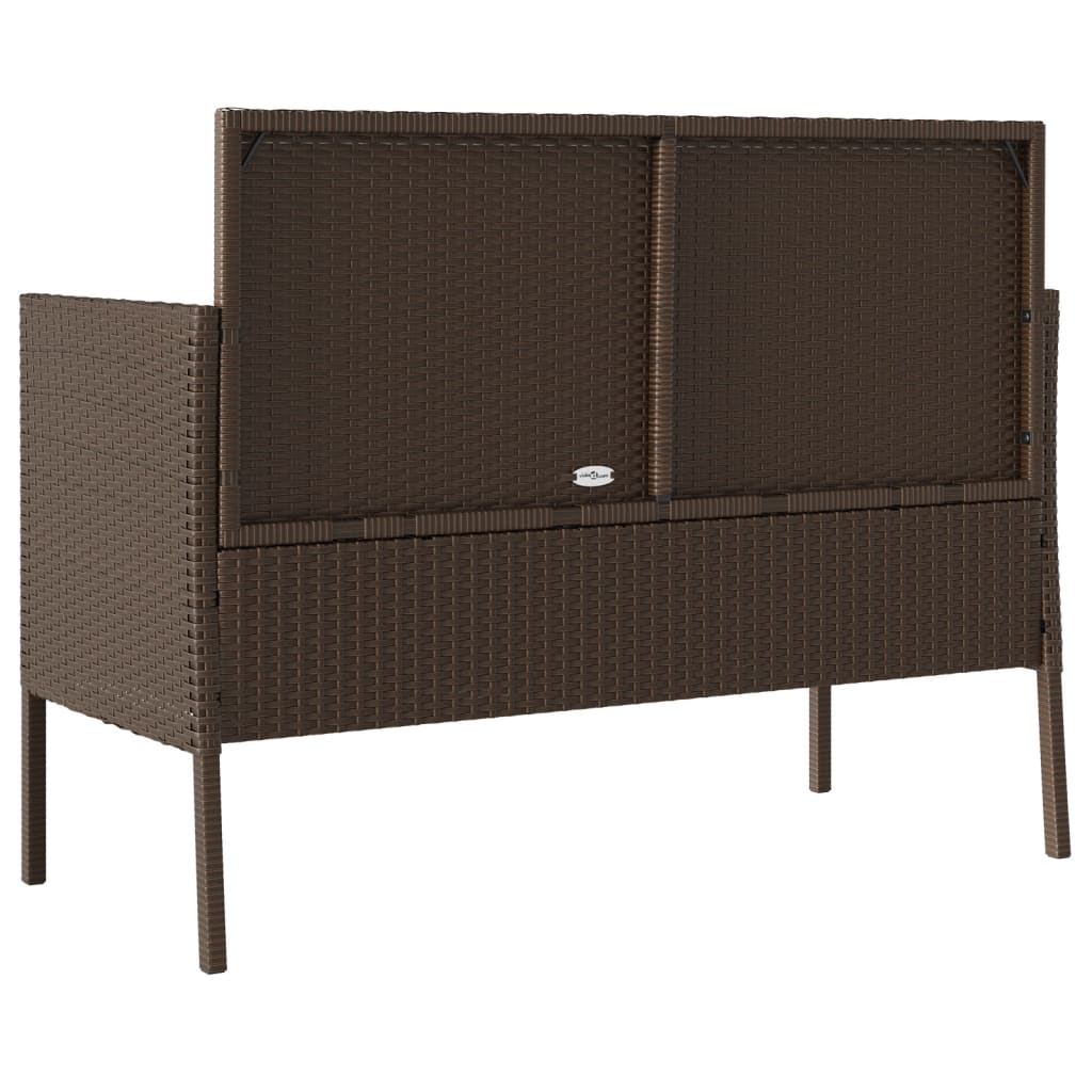 barna polyrattan kerti pad párnákkal