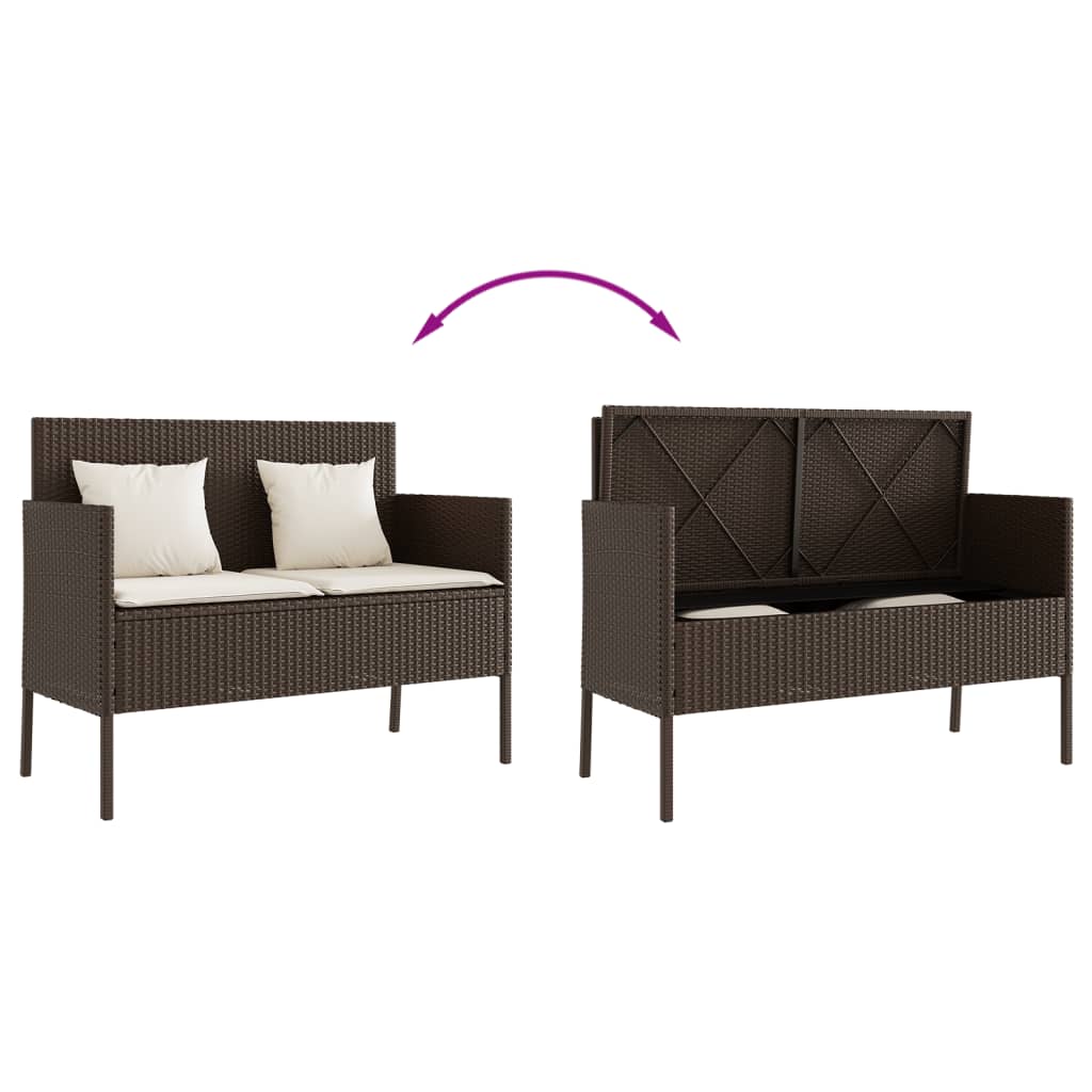 barna polyrattan kerti pad párnákkal