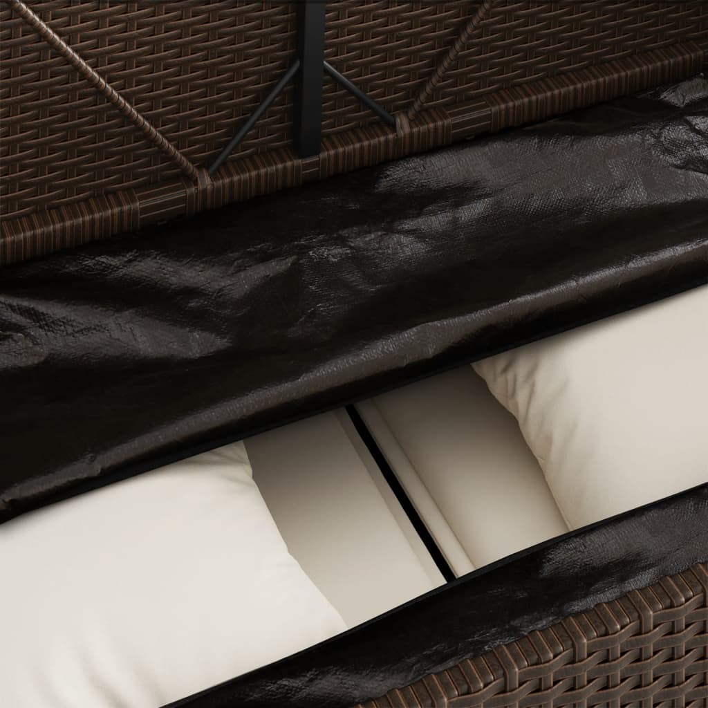 barna polyrattan kerti pad párnákkal