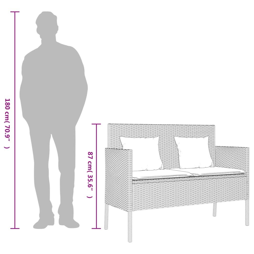 barna polyrattan kerti pad párnákkal