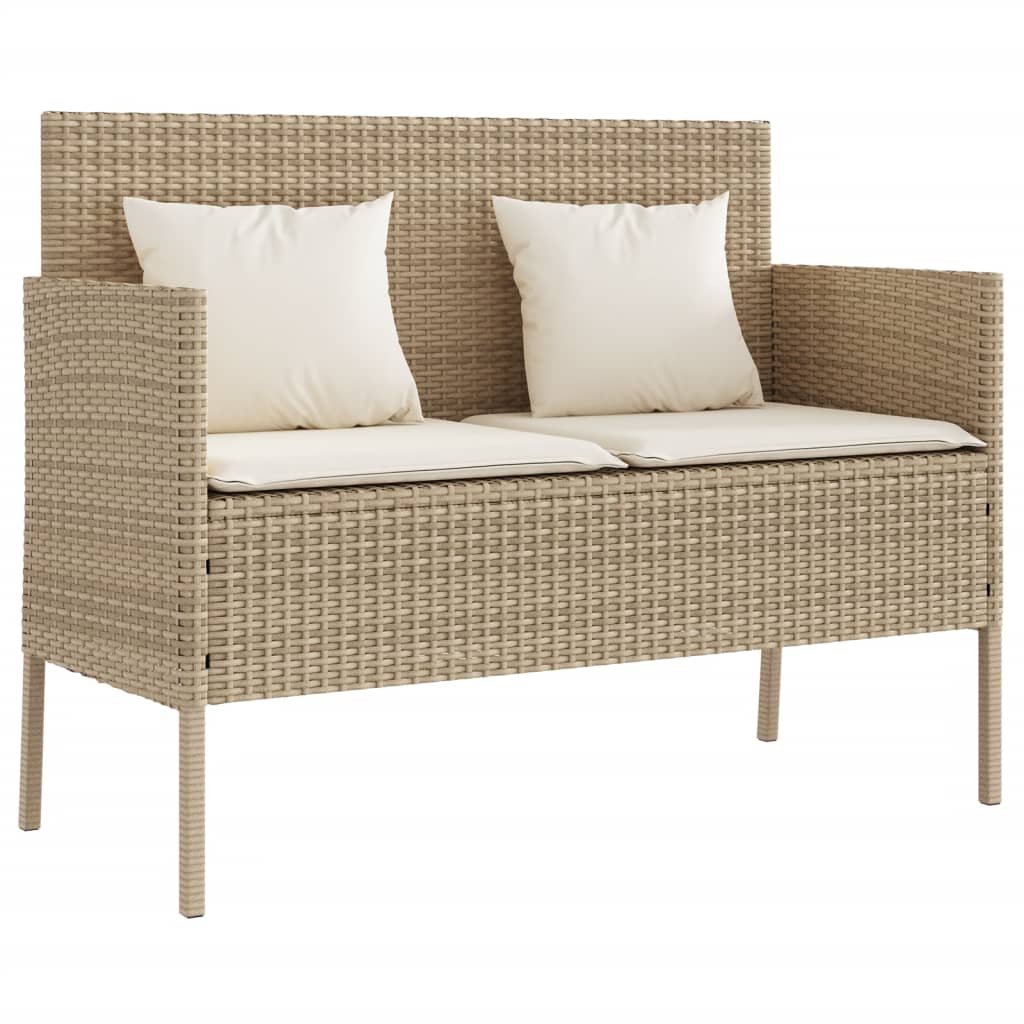 bézs polyrattan kerti pad párnákkal