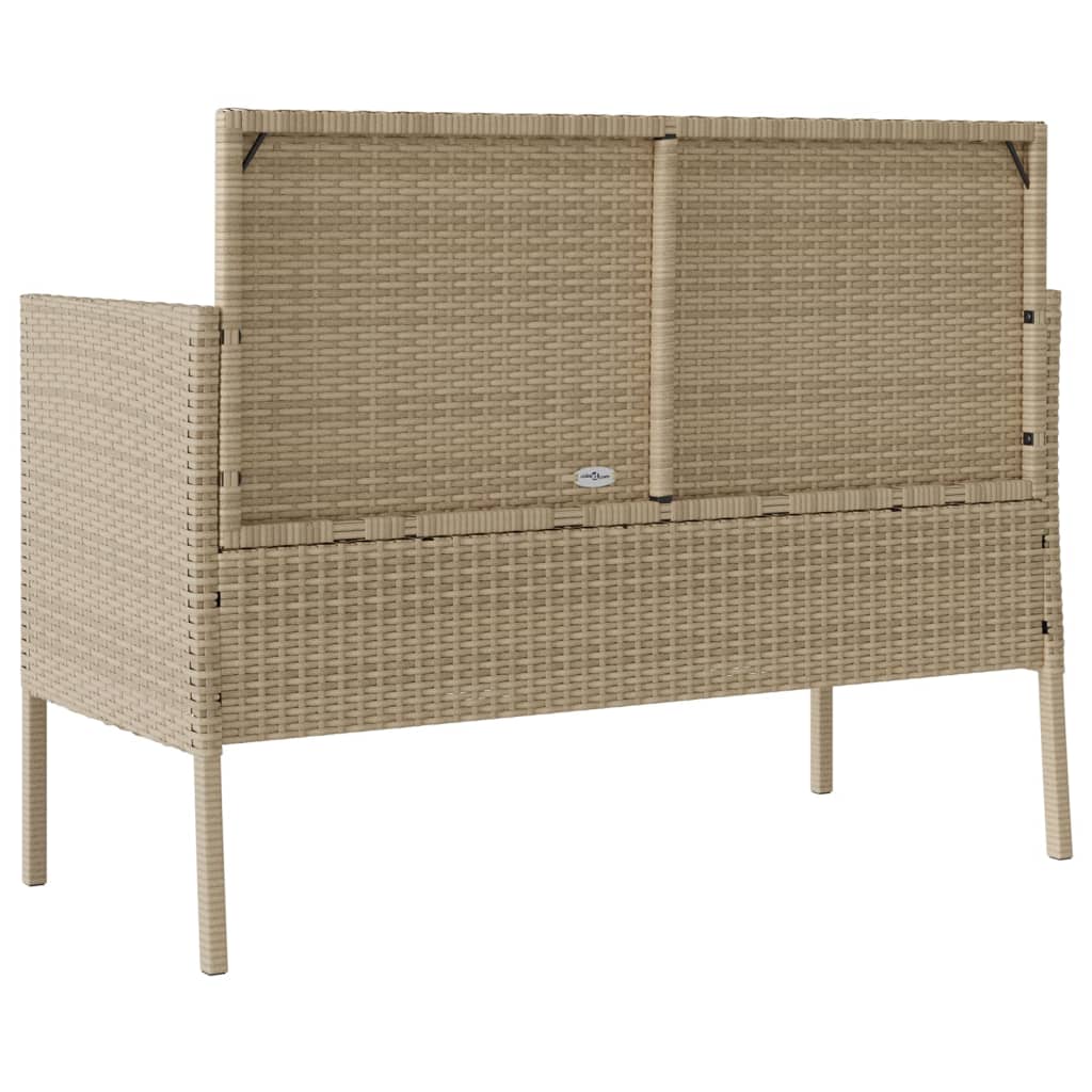 bézs polyrattan kerti pad párnákkal