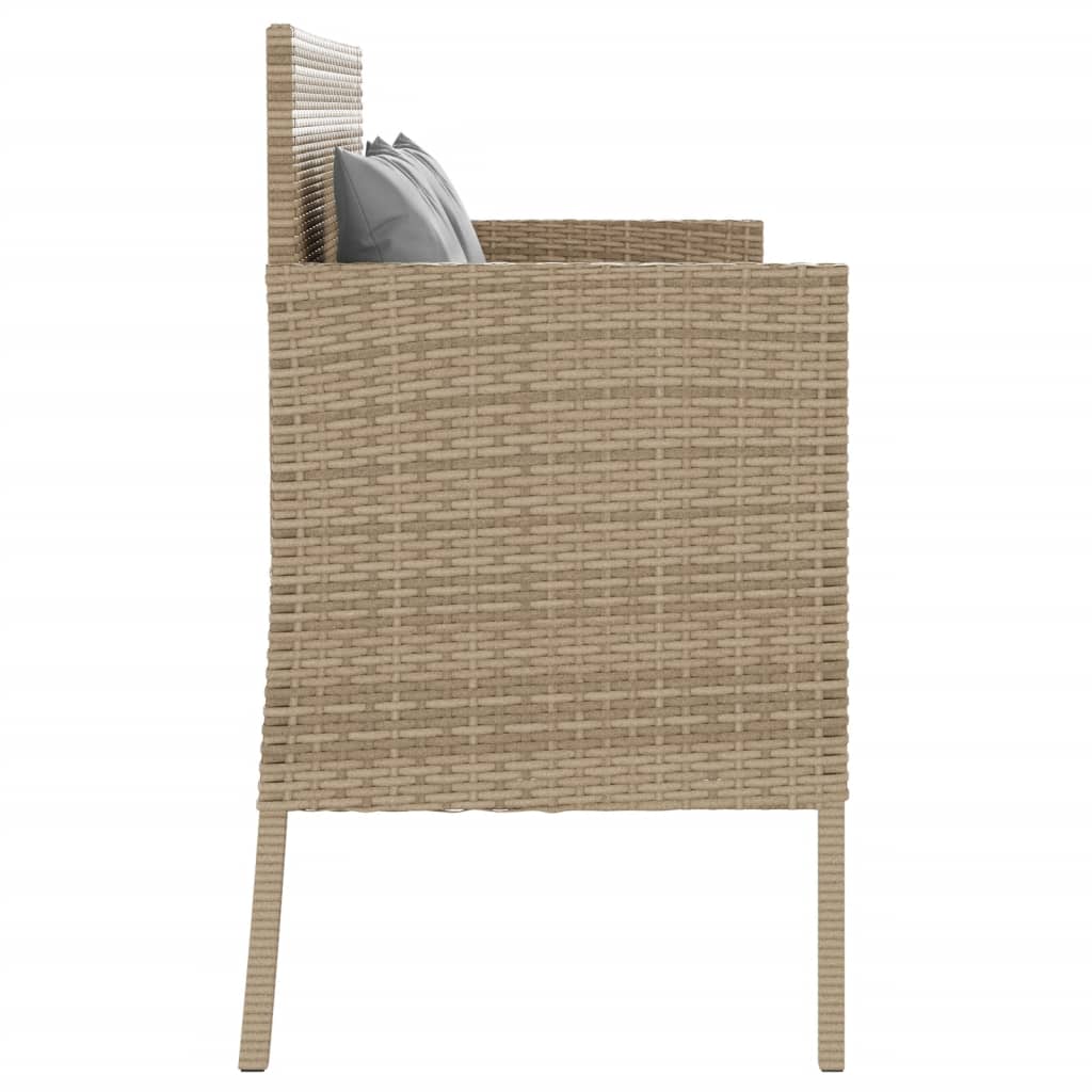 bézs polyrattan kerti pad párnákkal