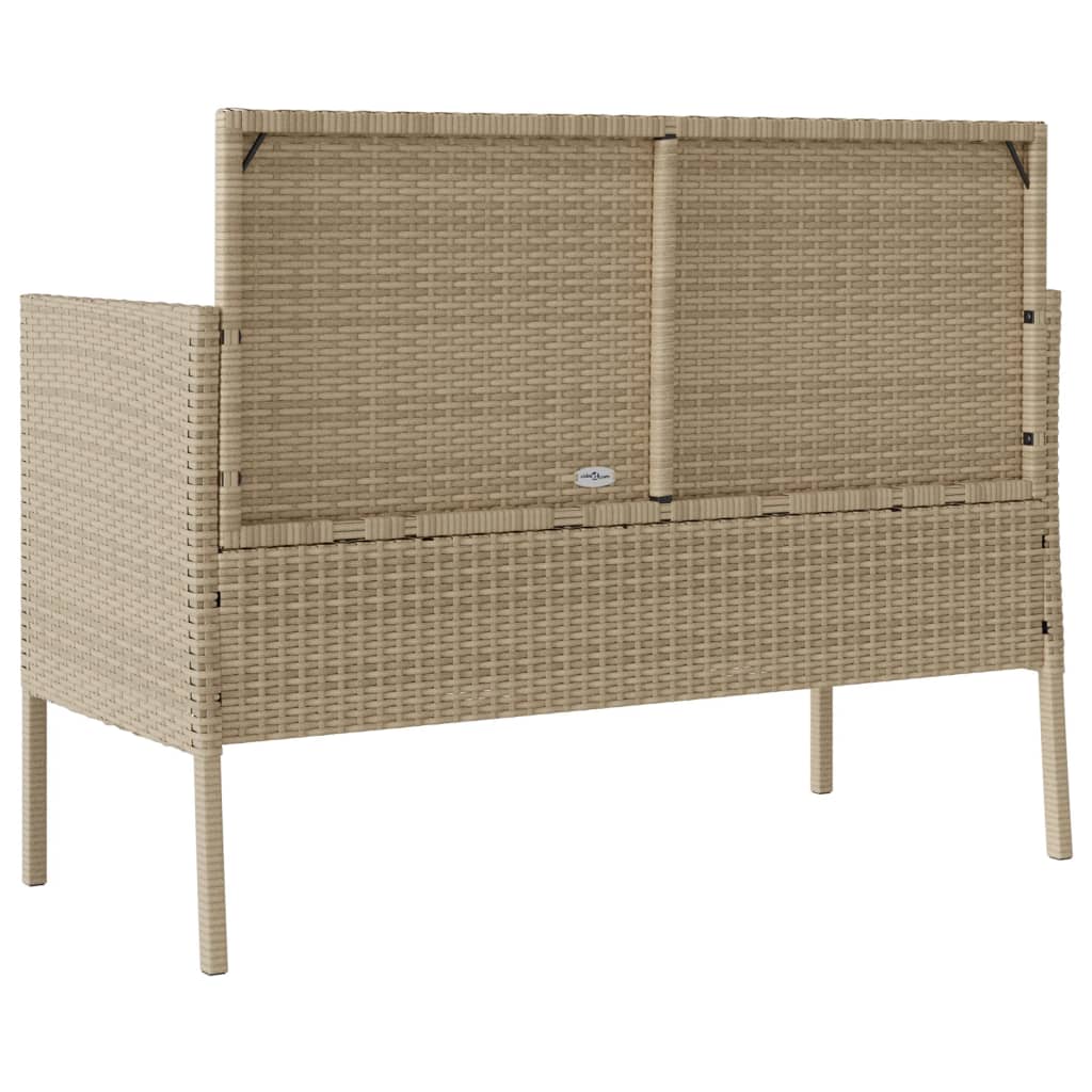 bézs polyrattan kerti pad párnákkal