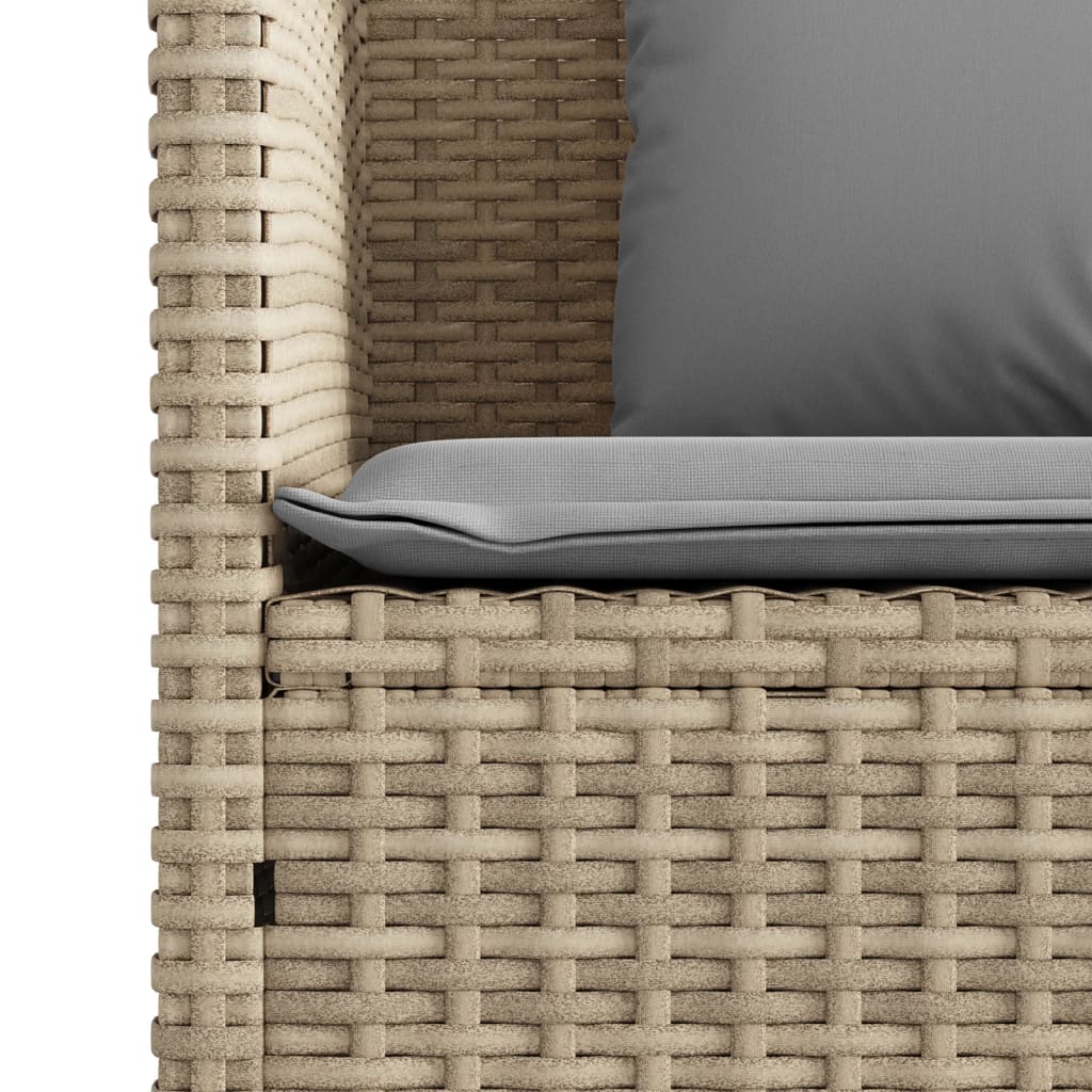 bézs polyrattan kerti pad párnákkal